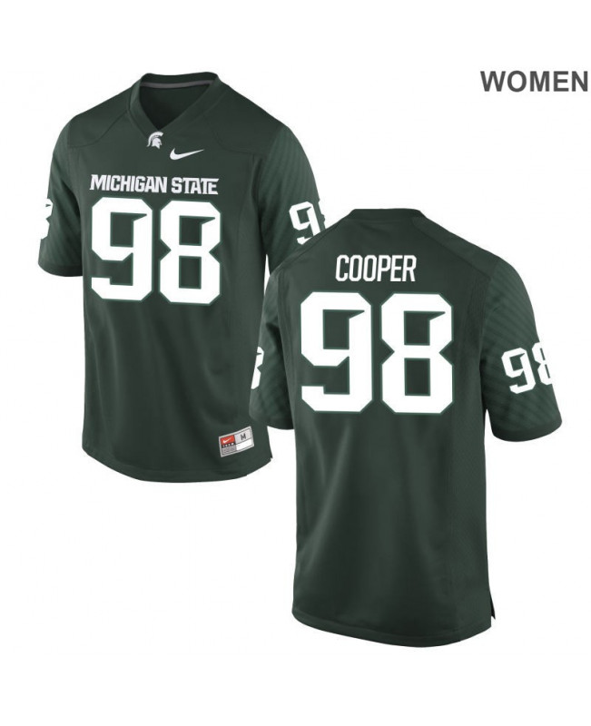 Women's Michigan State Spartans #98 Demetrius Cooper NCAA Nike Authentic Green College Stitched Football Jersey DV41E36MD
